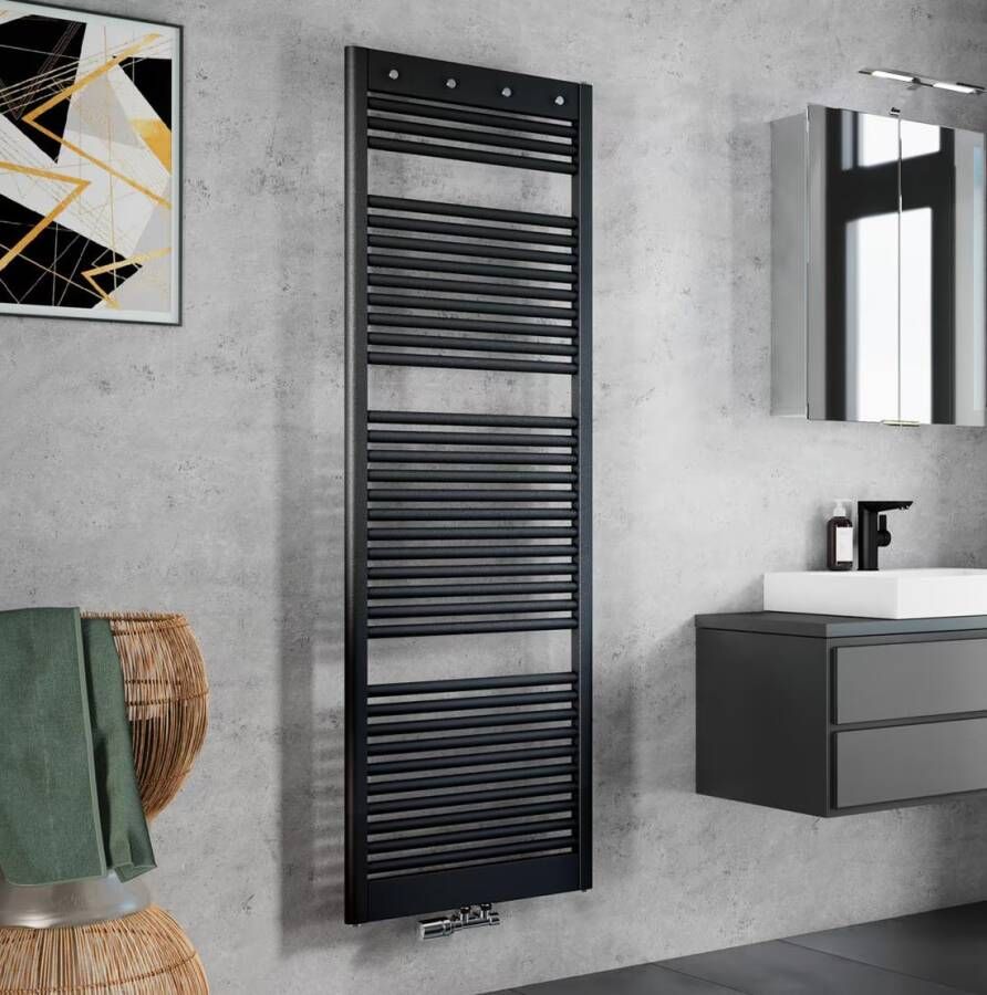 HSK Handdoekradiator Line Pro | 60x177.5 cm | CV en of electrische werking | Grafiet-zwart