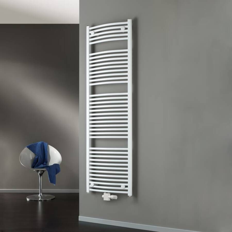 HSK Handdoekradiator Line Round| 50x177.5 cm | CV en of electrische werking | Wit
