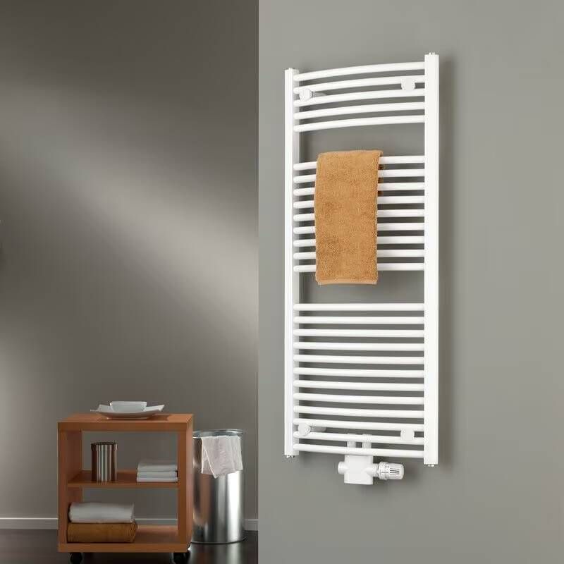 HSK Handdoekradiator Line Round| 60x121.5 cm | CV en of electrische werking | Wit