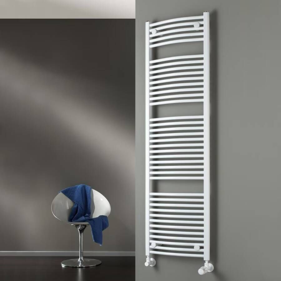 HSK Handdoekradiator Line Round| 60x177.5 cm | CV en of electrische werking | Wit
