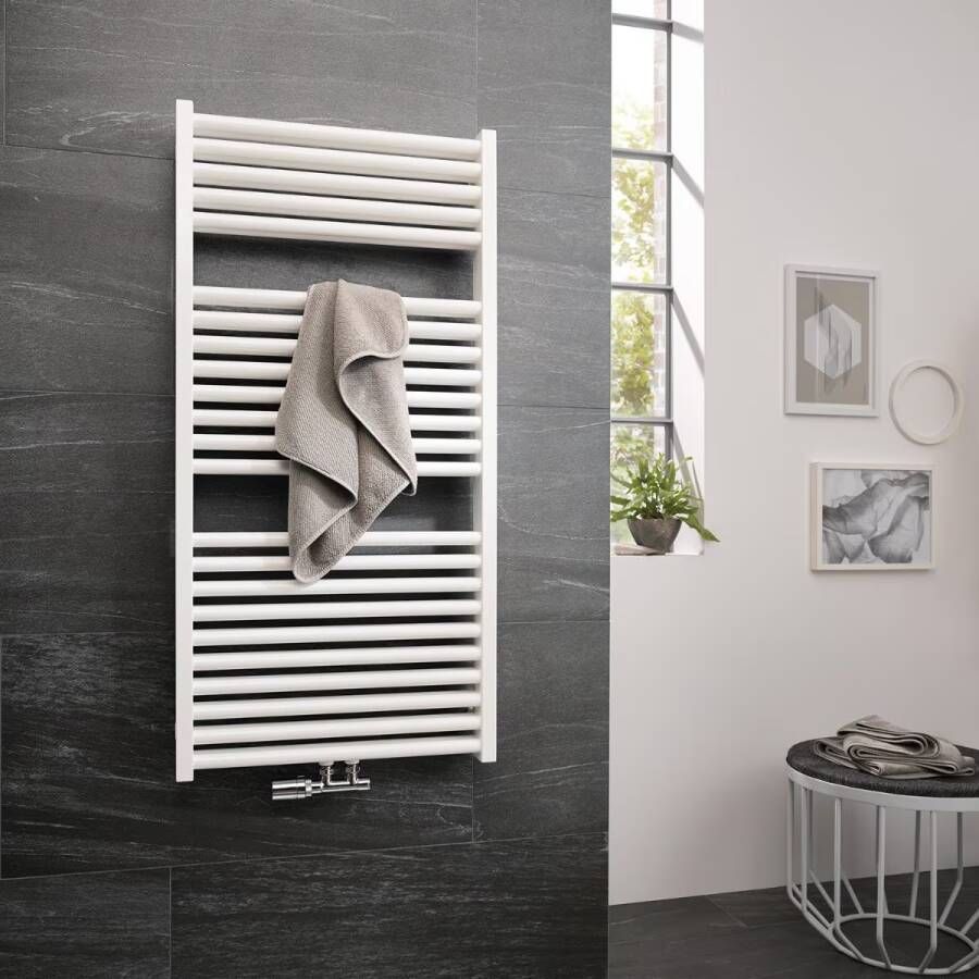 HSK Handdoekradiator Line Two | 60x177 cm | Warmwaterwerking | Wit