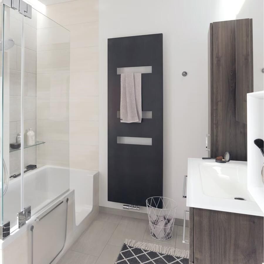 HSK Design Radiator Atelier Highline | 61x186 cm | CV radiator | Midden zij aansltuiting | 665 watt | Grafiet-zwart - Foto 2