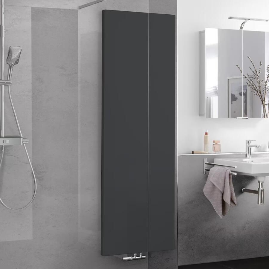HSK Design Radiator Atelier Line | 45.6x180.6 cm | CV radiator | Midden aansluiting | 771 watt | Grafiet-zwart - Foto 3