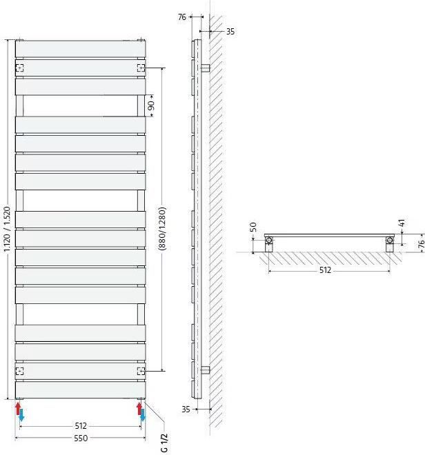 HSK Design Radiator Lavida| 55x152 cm | CV en of electrische werking | Zij aansluting | 761 watt | Wit