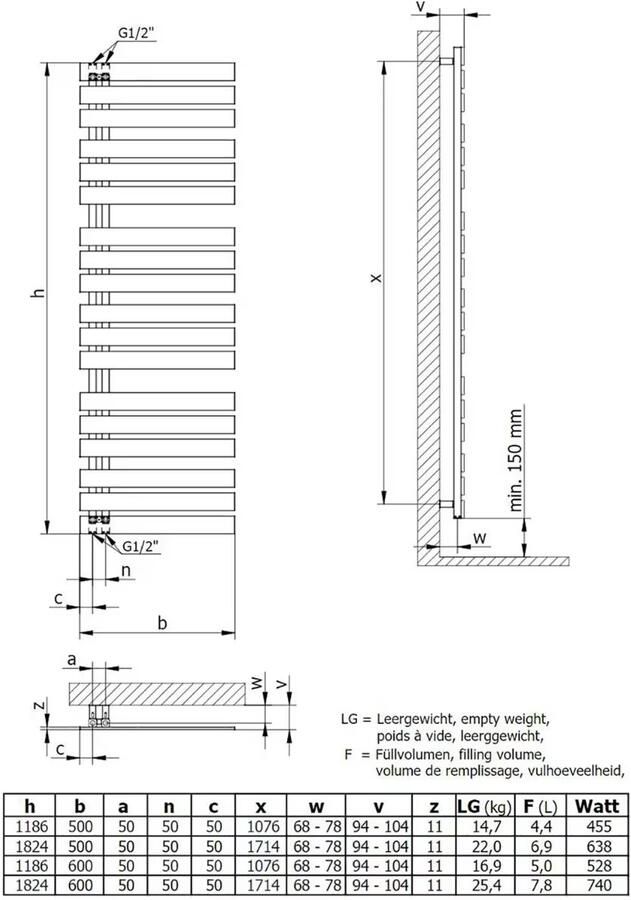 HSK Design radiator ruimteverdeler Yenga | 60x182.4 cm | CV en of electrische werking | Wit - Foto 4