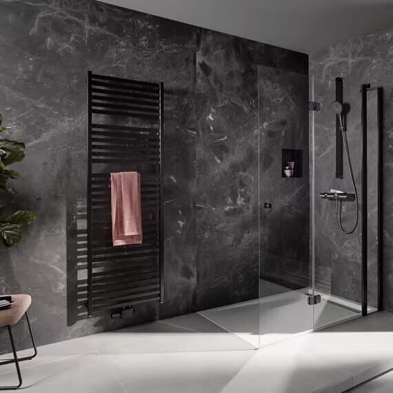 HSK Handdoekradiator Line Aero | 60x180 cm | CV en of electrische werking | Mat zwart - Foto 2