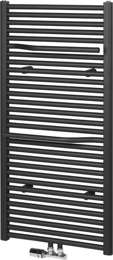 HSK Handdoekradiator Line Plus| 60x121.5 cm | CV en of electrische werking | Mat zwart - Foto 2