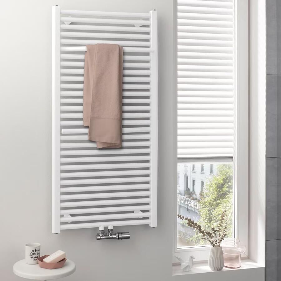 HSK Handdoekradiator Line Plus| 60x121.5 cm | CV en of electrische werking | Wit - Foto 2