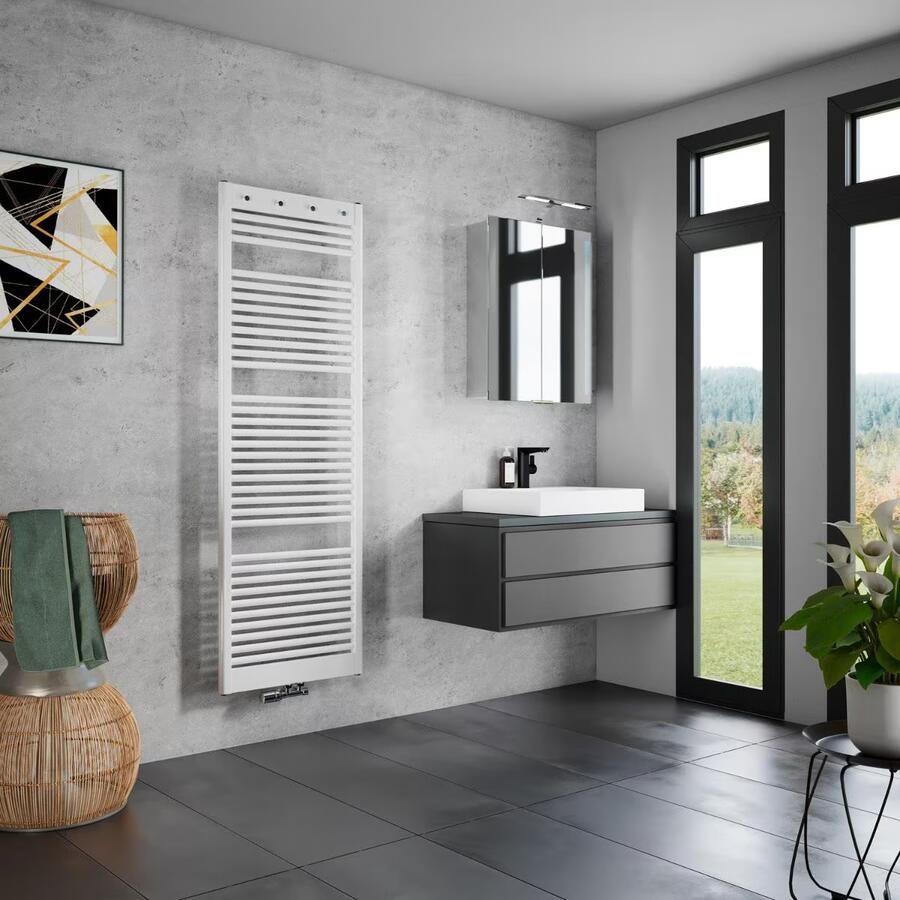 HSK Handdoekradiator Line Pro | 60x177.5 cm | CV en of electrische werking | Wit - Foto 2