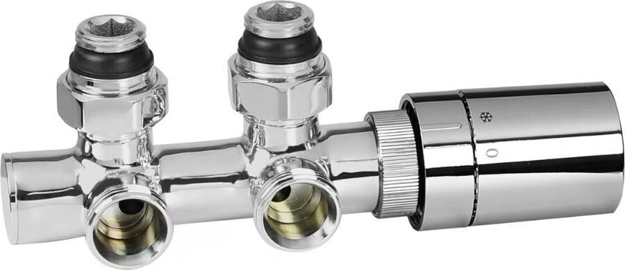 HSK radiator aansluitset | Middenaansluiting wand | Kraanset haaks | Chroom - Foto 3