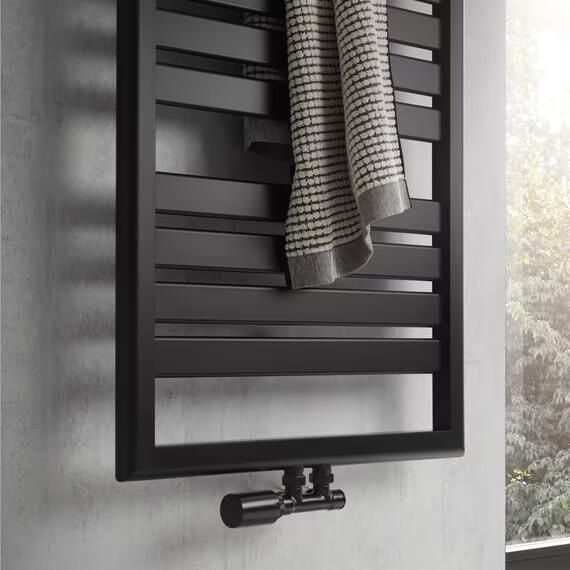 HSK radiator aansluitset | Middenaansluiting wand | Kraanset haaks | Mat zwart