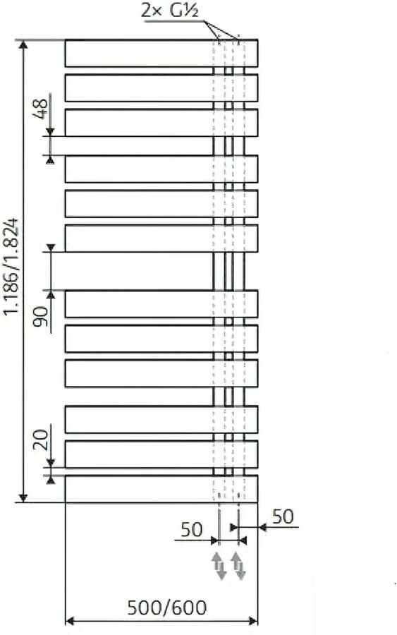 HSK Yenga handdoek elektrische radiator 740 watt 60x182.4 cm staal grafiet