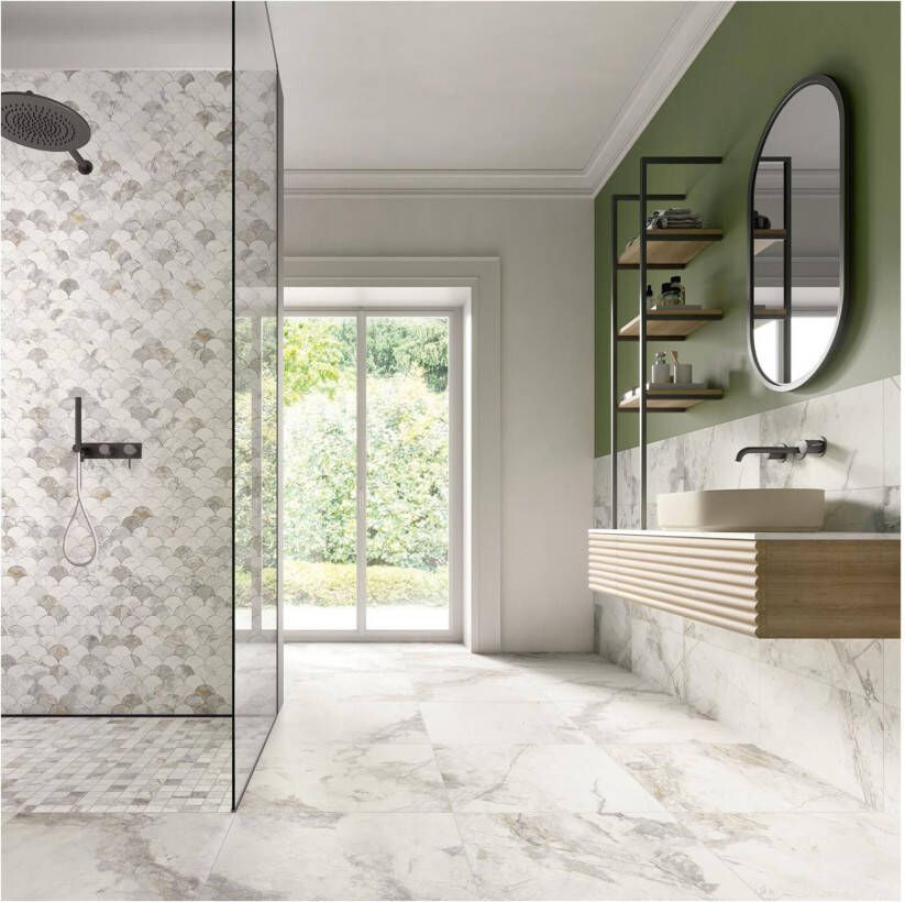 Edimax Astor Golden Age Vloer- en wandtegel | 60x60 cm | Gerectificeerd | Marmerlook | Mat Wit