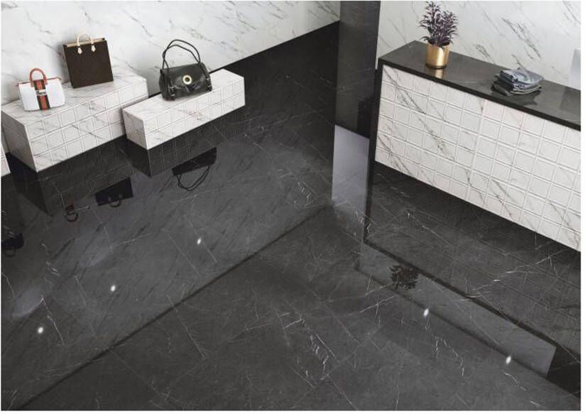Cifre Cerámica Marquina Vloer- en wandtegel | 60x120 cm | Gerectificeerd | Marmerlook | Gepolijst Zwart