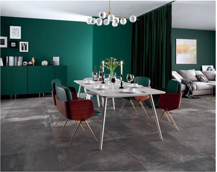 Herberia Ceramiche Oxid Vloer- en wandtegel | 90x90 cm | Mat Antraciet