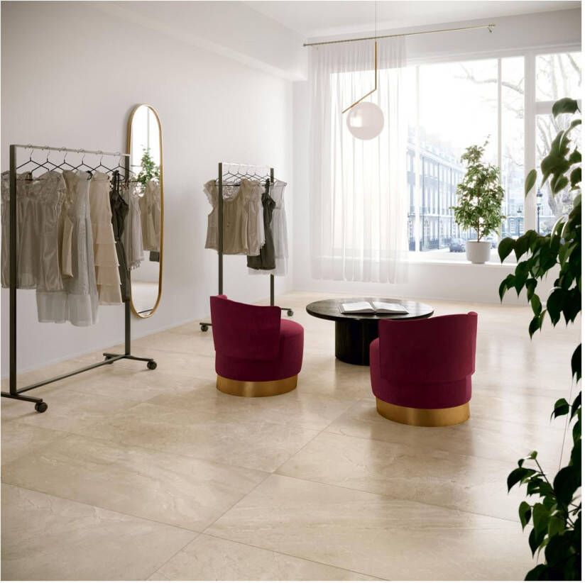Edimax Astor Velvet Vloer- en wandtegel | 60x120 cm | Gerectificeerd | Marmerlook | Mat Beige