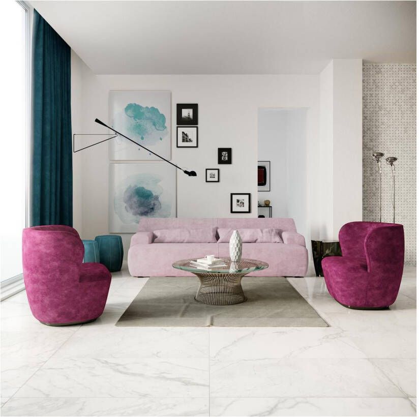 Edimax Astor Velvet Vloer- en wandtegel | 60x120 cm | Gerectificeerd | Marmerlook | Mat Wit