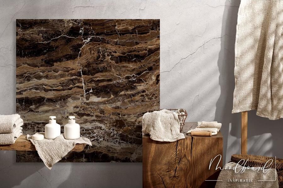 Marazzi italie Grandemarble Vloertegel | 120x120 cm | Gerectificeerd | Marmerlook | Glans Bruin - Foto 3