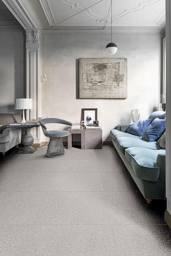 Marazzi Pinch Light Grey Rett vloertegel terazzo 60x60 cm grijs mat