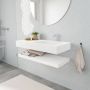 Mondiaz Alan badmeubel 100 cm solid suface planchet talc vrijhangend wastafel rechts 1 kraangat wit - Thumbnail 1