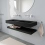 Mondiaz Alan badmeubel 120 cm solid suface planchet urban vrijhangend wastafel dubbel zonder kraangat wit - Thumbnail 1
