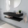 Mondiaz Alan badmeubel 120 cm solid suface planchet urban vrijhangend wastafel midden 1 kraangat zwart - Thumbnail 1