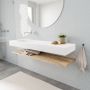 Mondiaz Alan badmeubel 150 cm planchet washed oak vrijhangend wastafel links zonder kraangat wit - Thumbnail 1