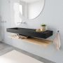 Mondiaz Alan badmeubel 150 cm planchet washed oak vrijhangend wastafel links zonder kraangat zwart - Thumbnail 1