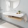 Mondiaz Alan badmeubel 150 cm planchet washed oak vrijhangend wastafel midden zonder kraangat wit - Thumbnail 1