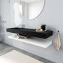 Mondiaz Alan badmeubel 150 cm solid suface planchet talc vrijhangend wastafel links 1 kraangat zwart - Thumbnail 1