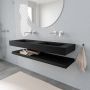 Mondiaz Alan badmeubel 150 cm solid suface planchet urban vrijhangend wastafel dubbel zonder kraangat wit - Thumbnail 1