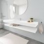 Mondiaz Alan badmeubel 200 cm solid suface planchet talc vrijhangend wastafel midden 1 kraangat wit - Thumbnail 1