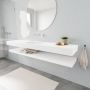 Mondiaz Alan badmeubel 200 cm solid suface planchet talc vrijhangend wastafel midden zonder kraangat wit - Thumbnail 1