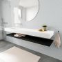 Mondiaz Alan badmeubel 200 cm solid suface planchet urban vrijhangend wastafel links zonder kraangat wit - Thumbnail 1