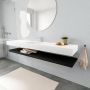 Mondiaz Alan badmeubel 200 cm solid suface planchet urban vrijhangend wastafel midden 1 kraangat wit - Thumbnail 1