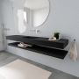 Mondiaz Alan badmeubel 200 cm solid suface planchet urban vrijhangend wastafel midden zonder kraangat wit - Thumbnail 1