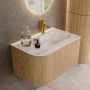 Mondiaz Badmeubel Kurve-Dlux | 75 cm | Meubelkleur Oak | Wastafelkleur Glace | Solid surface | Rechts spoelbak | 1 kraangat - Thumbnail 1