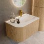 Mondiaz Badmeubel Kurve-Dlux | 75 cm | Meubelkleur Oak | Wastafelkleur Ostra | Solid surface | Rechts spoelbak | 1 kraangat - Thumbnail 1