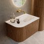 Mondiaz Badmeubel Kurve-Dlux | 75 cm | Meubelkleur Walnut | Wastafelkleur Frappe | Solid surface | Rechts spoelbak | Zonder kraangat(en) - Thumbnail 1