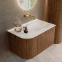 Mondiaz Badmeubel Kurve-Dlux | 75 cm | Meubelkleur Walnut | Wastafelkleur Ostra | Solid surface | Rechts spoelbak | Zonder kraangat(en) - Thumbnail 1