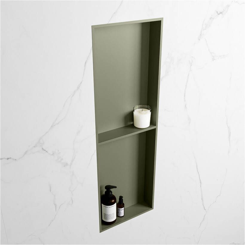 Mondiaz Wandnis Solid Surface Easy | In- en opbouw | 30x150x8 cm | 2 vakken | Army