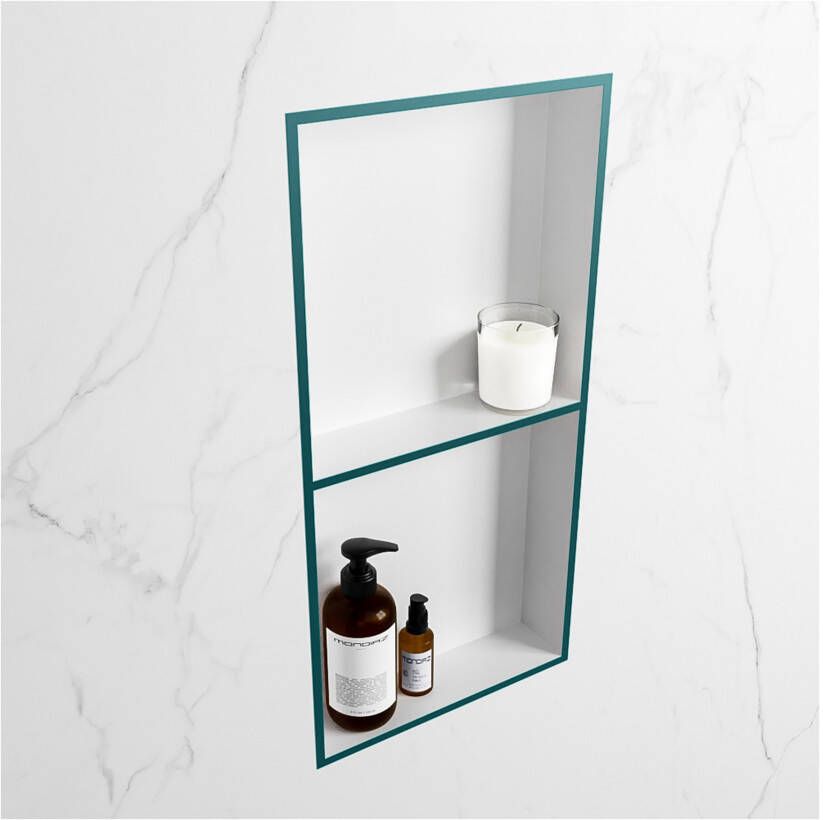 Mondiaz Wandnis Solid Surface Easy | In- en opbouw | 30x60x8 cm | 2 vakken | Smag Talc