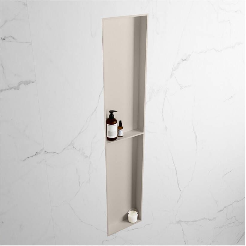 Mondiaz Wandnis Solid Surface Easy | In- en opbouw | 30x90x8 cm | 2 vakken | Linen