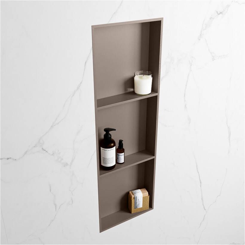 Mondiaz Wandnis Solid Surface Easy | In- en opbouw | 30x90x8 cm | 3 vakken | Smoke