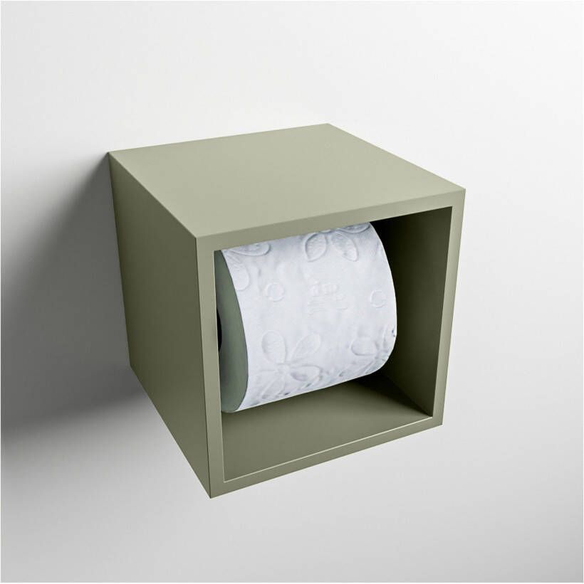 Mondiaz EASY Toiletrolhouder solid surface in- en opbouw 16x16 cm kleur Army