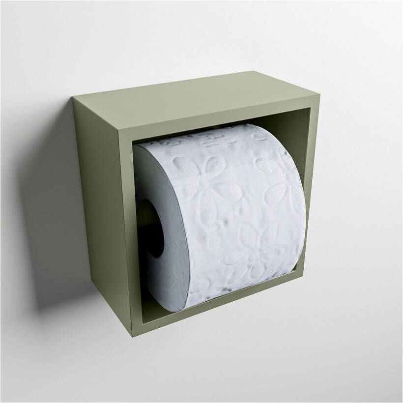 Mondiaz EASY Toiletrolhouder solid surface in- en opbouw 16x16 cm kleur Army