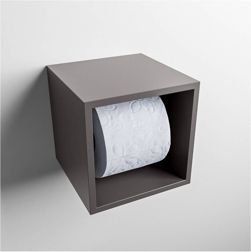 Mondiaz EASY Toiletrolhouder solid surface in- en opbouw 16x16 cm kleur Dark grey