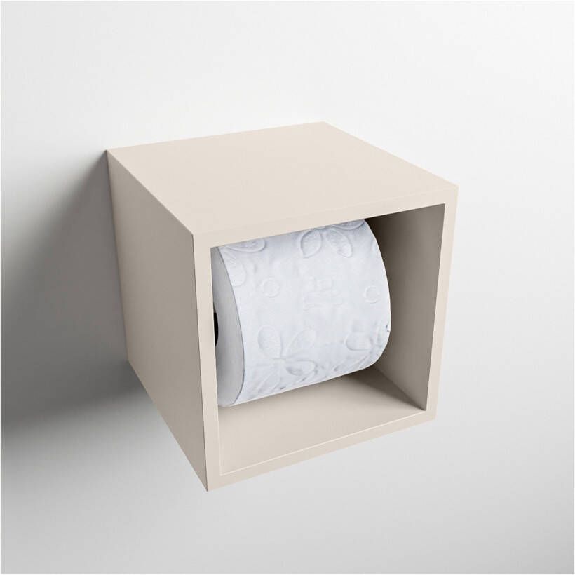 Mondiaz EASY Toiletrolhouder solid surface in- en opbouw 16x16 cm kleur Linen