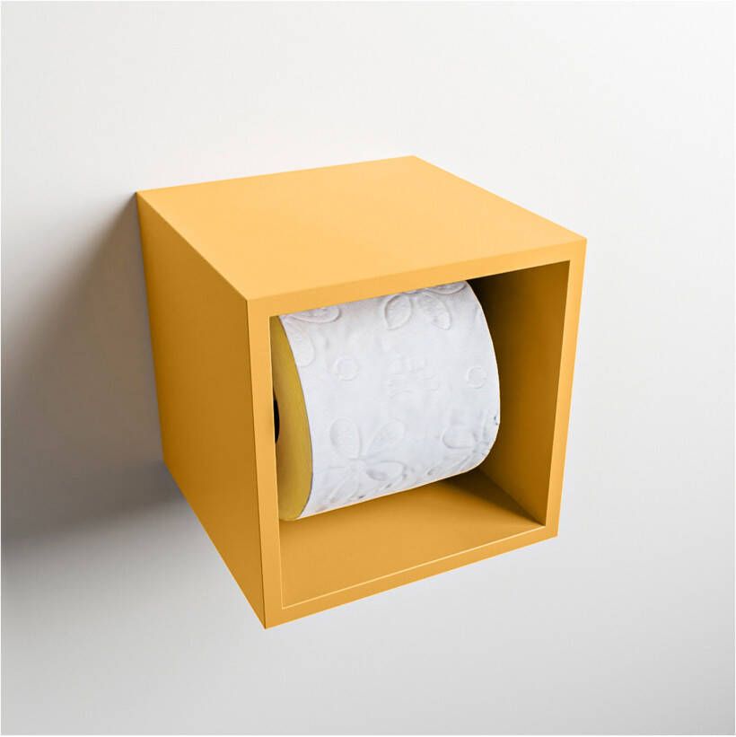 Mondiaz EASY Toiletrolhouder solid surface in- en opbouw 16x16 cm kleur Ocher