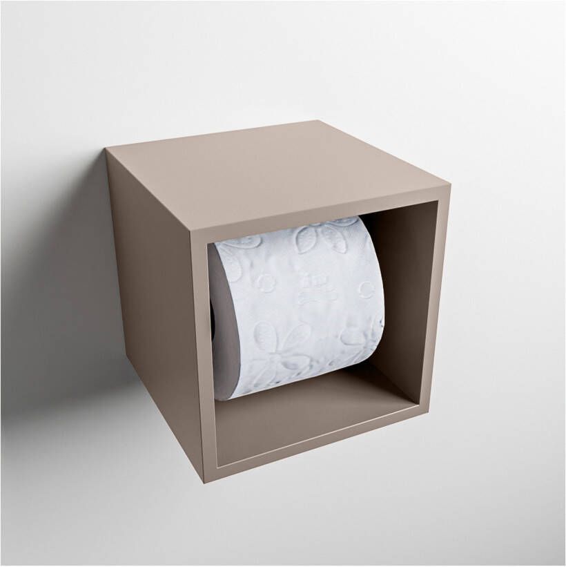 Mondiaz EASY Toiletrolhouder solid surface in- en opbouw 16x16 cm kleur Smoke